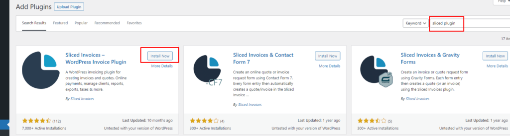 wordpress plugin invoices sliced step 2