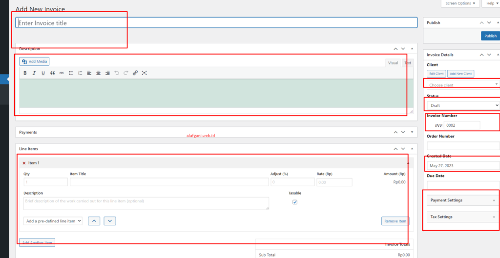 installation invoices sliced step 5