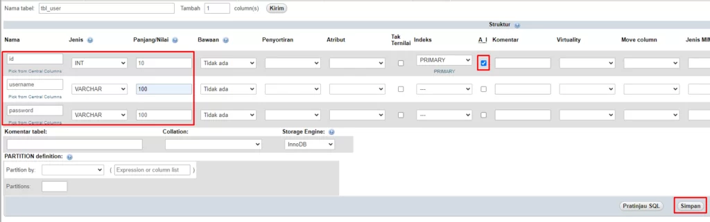 cara membuat database phpmyadmin