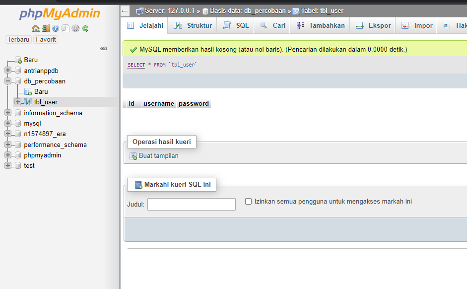 cara membuat database phpmyadmin