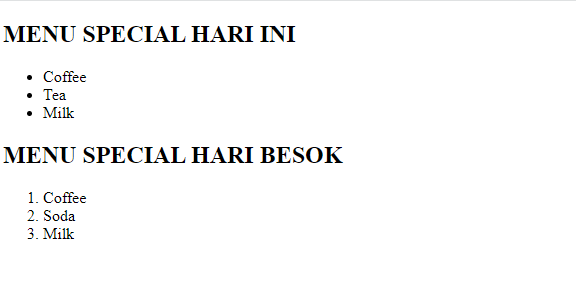 belajar html list dan contohnya