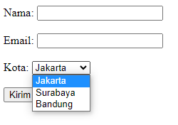 belajar html form dan contohnya